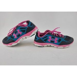 Under Armour Micro G Assert  Running Shoes Gray/Pink/Aqua Girls Size 7 Y
